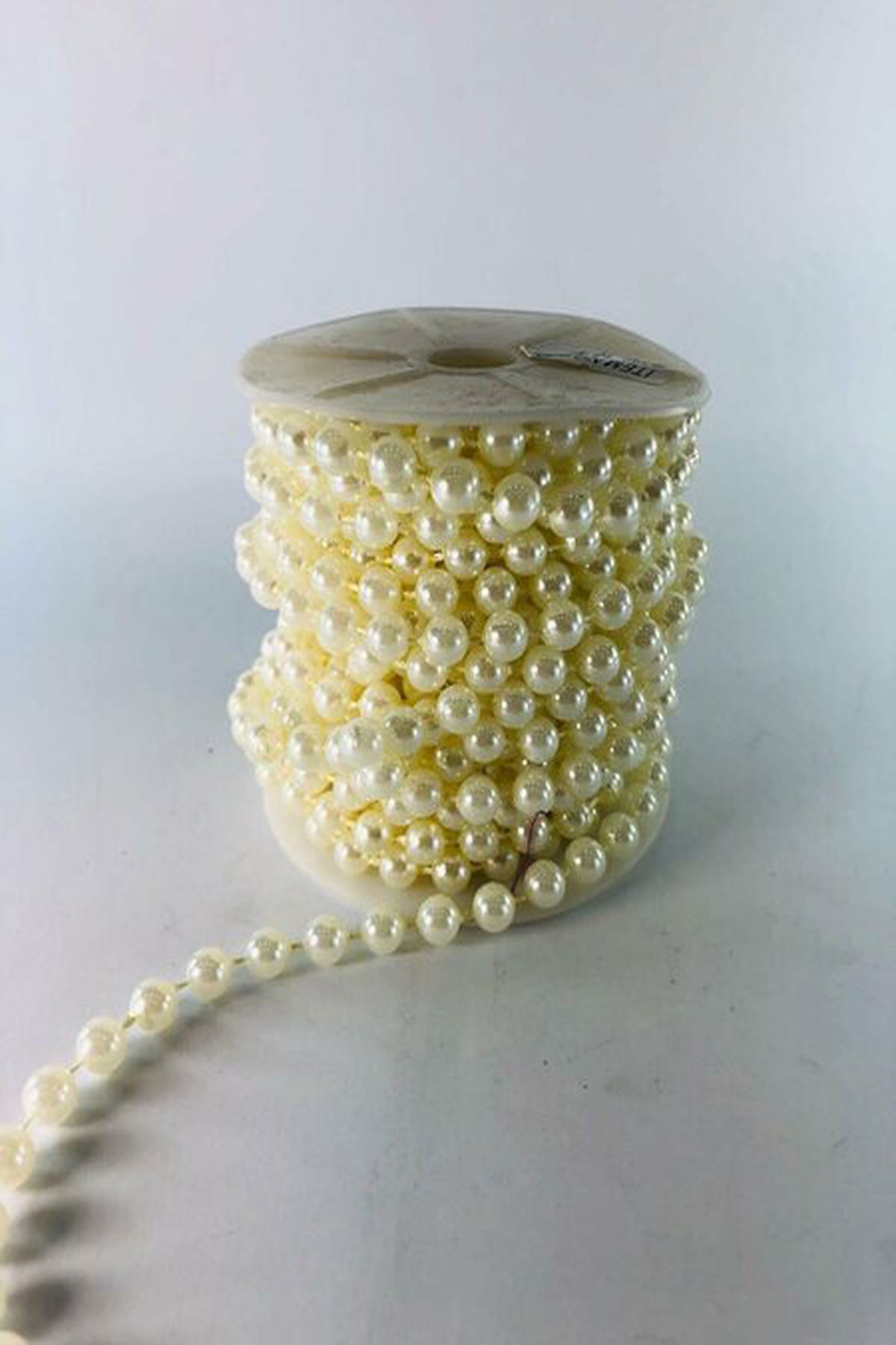 2 Metre Sabit İnci Şerit – 8 mm Krem | El İşi ve Süsleme İçin