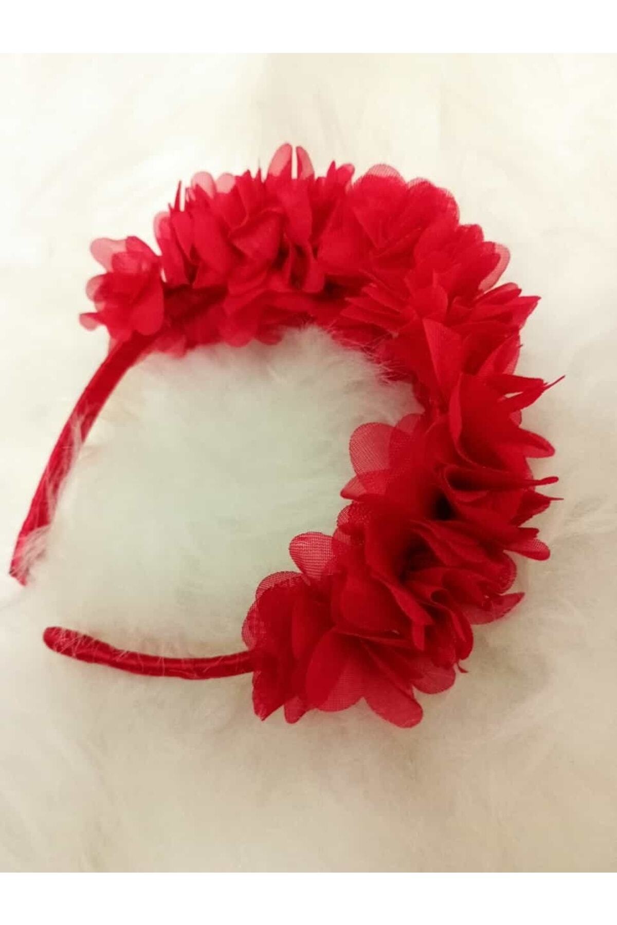 3d Çiçekli Taç Toka Kız Çocuk Yetişkin Kırmızı Çember Toka – Taç