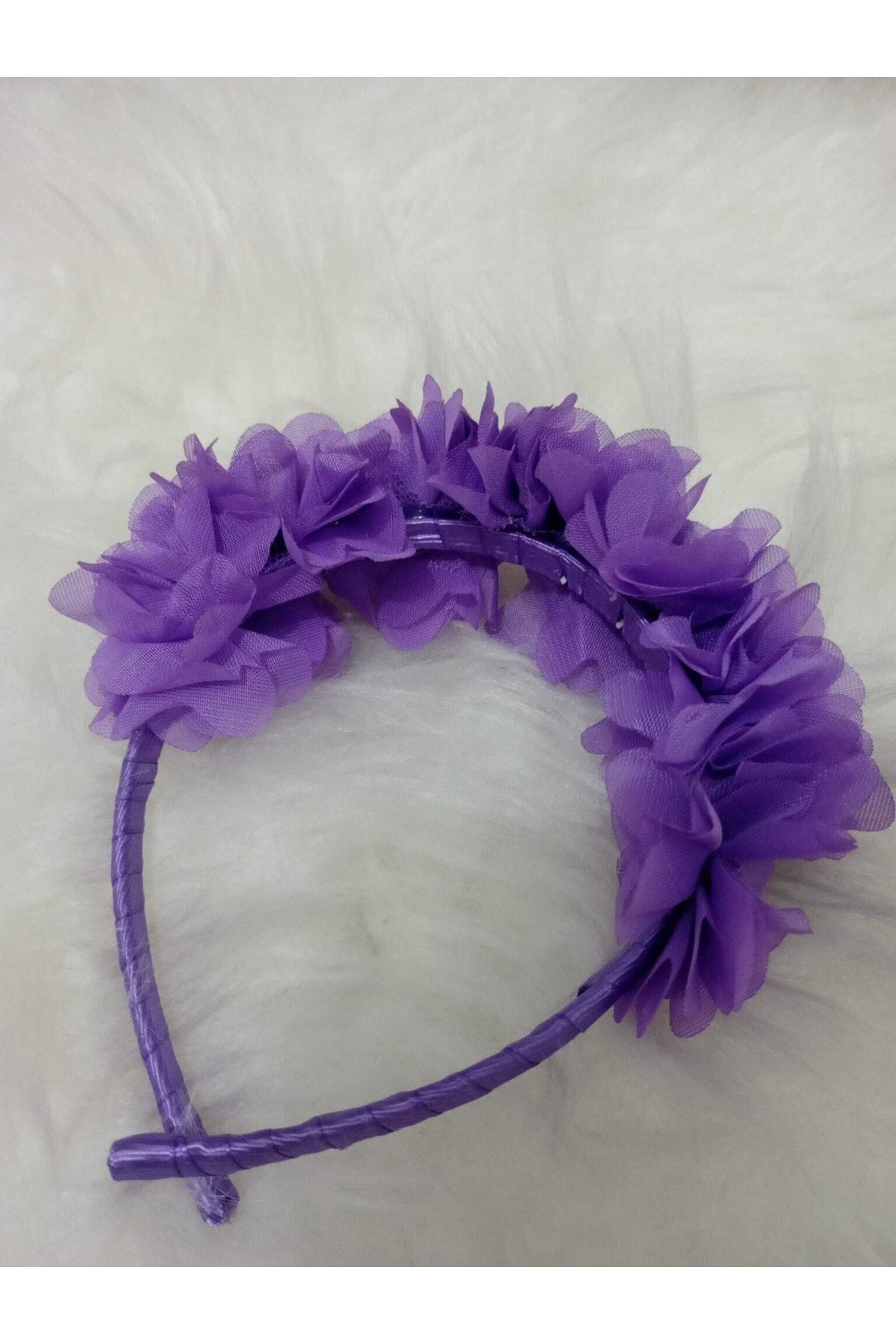 3d Çiçekli Taç Toka Kız Çocuk Yetişkin Lila Mor Çember Toka El Emeği Özel Üretim – Taç
