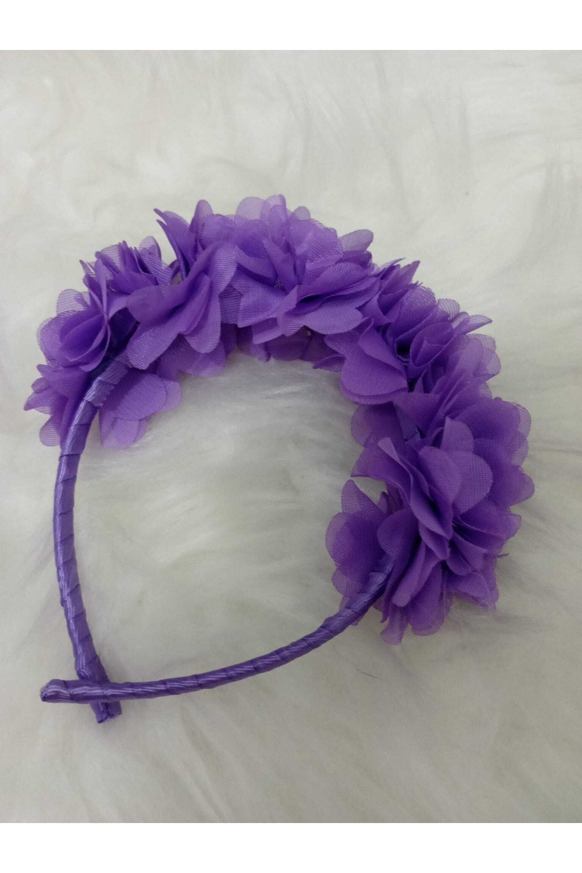 3d Çiçekli Taç Toka Kız Çocuk Yetişkin Lila Mor Çember Toka El Emeği Özel Üretim – Taç