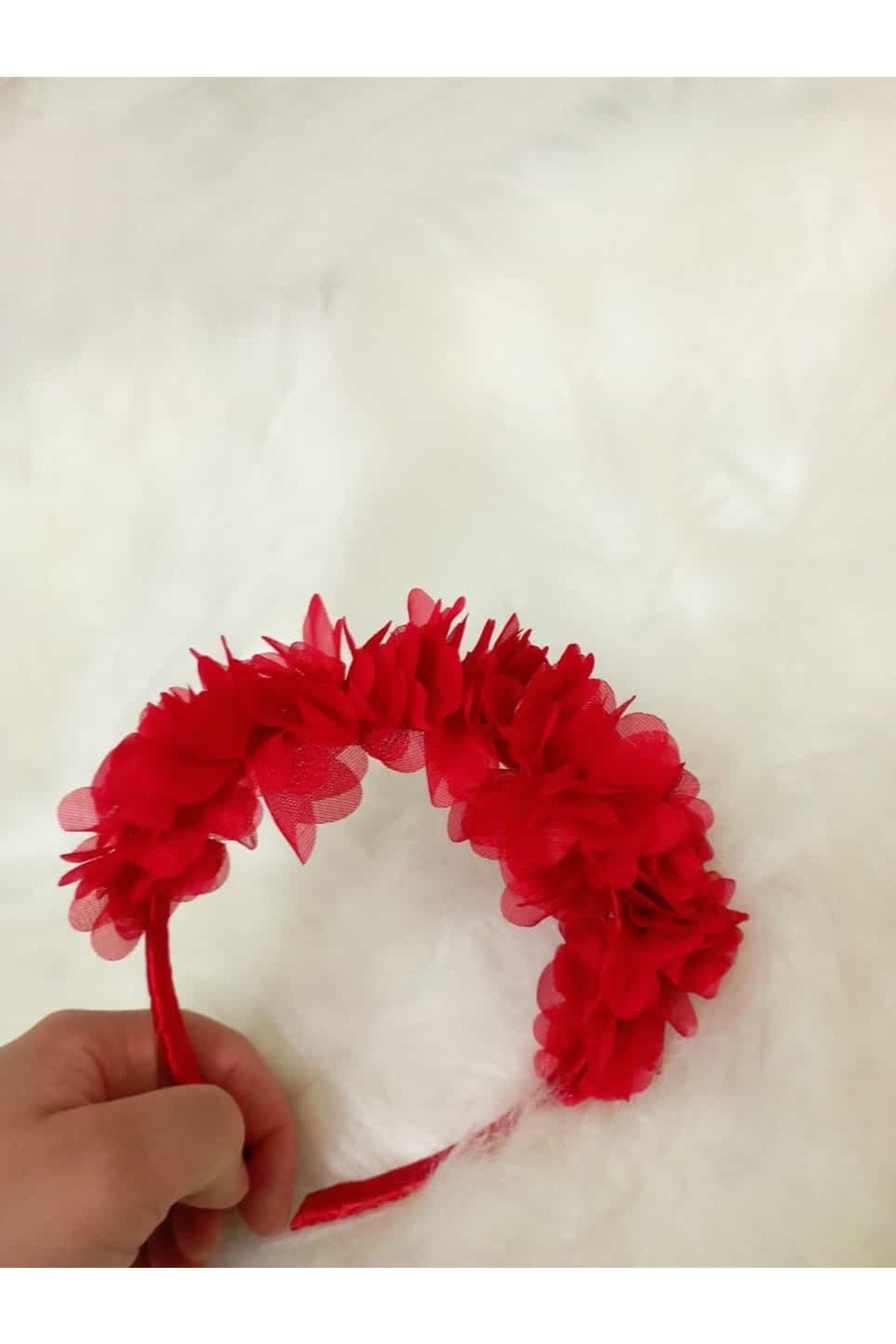 3d Çiçekli Taç Toka Kız Çocuk Yetişkin Kırmızı Çember Toka – Taç