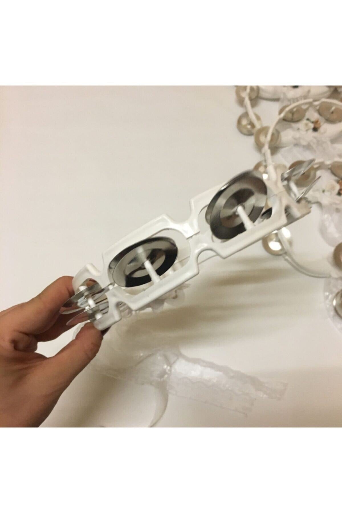 5 Adet Beyaz Çiçeklerle Süslenmiş Nedime Tefi Düğün Ve Kına Için Plastik Tef 1 – Kına Eğlence Akses