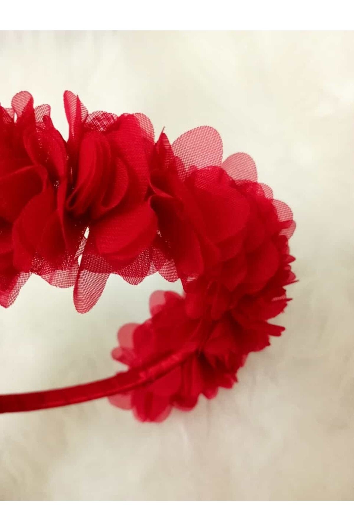 3d Çiçekli Taç Toka Kız Çocuk Yetişkin Kırmızı Çember Toka – Taç