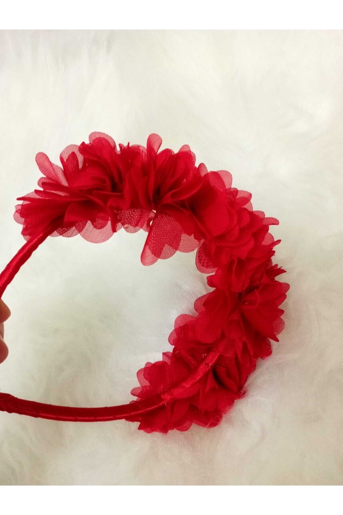 3d Çiçekli Taç Toka Kız Çocuk Yetişkin Kırmızı Çember Toka – Taç