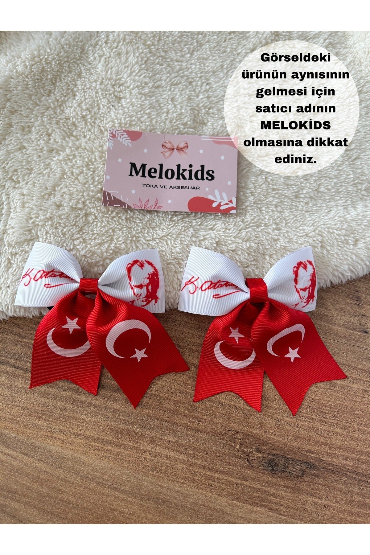 23 Nisan Atatürk Ve Bayraklı Kurdele Çocuk Tokası 2 Adet Klipsli