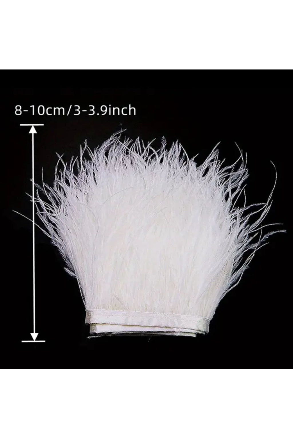 Beyaz Deve Kuşu Tüyü Şerit – 9 cm Yükseklik, 1 Metre – Doğal ve Zarif Süsleme Malzemesi
