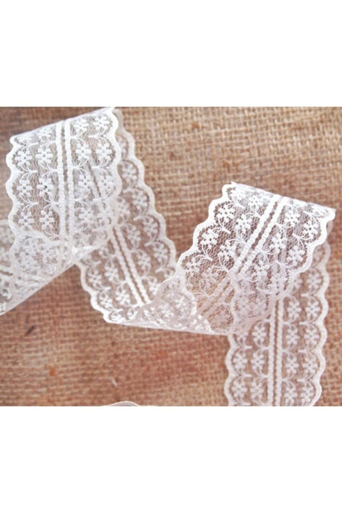 10 Metre Çift Katlı Güpür Dantel Kurdele Beyaz ( En : 5 Cm) – Kurdele – Kurdele – Kurdele